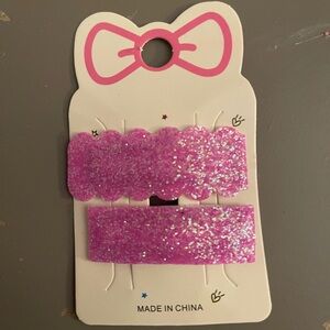 Glittery Pink Hair Clips for Kids